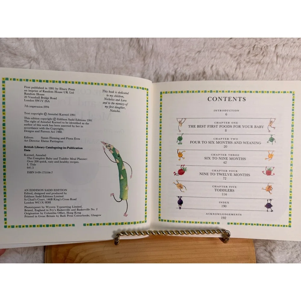 The Complete Baby and Toddler Meal Planner Annabel Karmel Vintage 1994 Hardcover